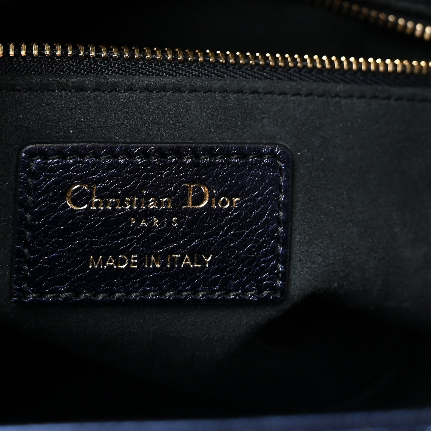 Metallic Calfskin Cannage Medium Lady Dior Blue