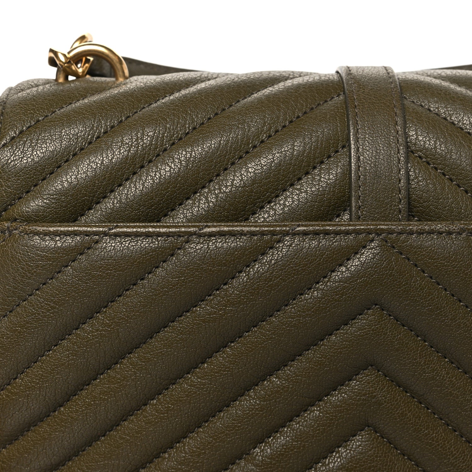 Saint Laurent Sheepskin Matelasse Chevron Monogram Medium College Bag Seawood 13 of 15