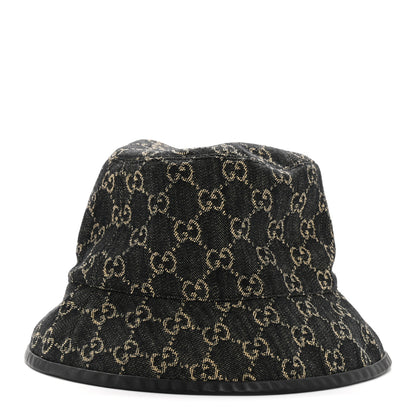 Gucci Jacquard Denim GG Monogram Oscar Bucket Hat L Black Ivory 1 of 20