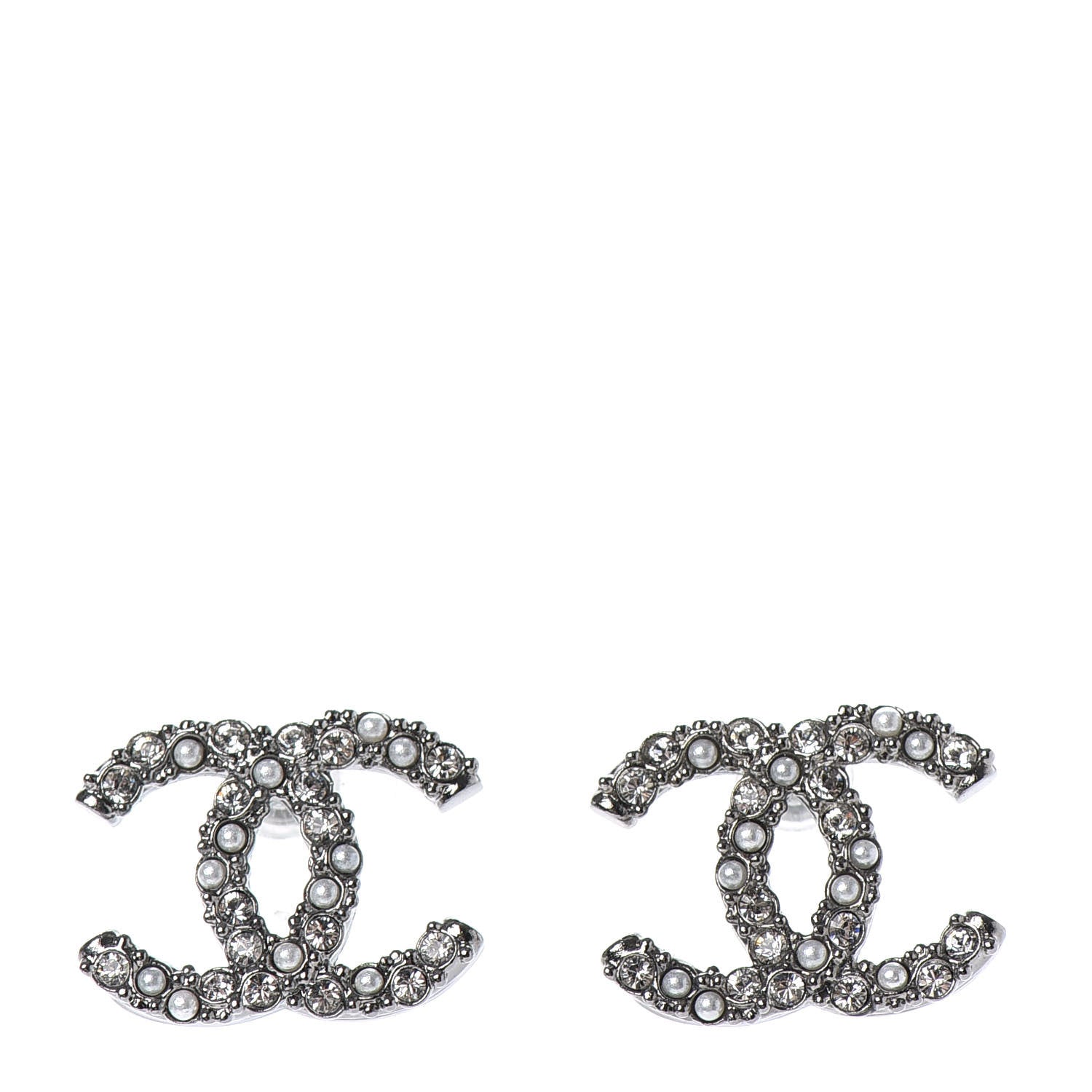 Chanel Ruthenium Crystal Pearl Caviar Earrings 1 of 4