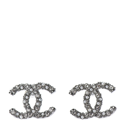 Chanel Ruthenium Crystal Pearl Caviar Earrings 1 of 4