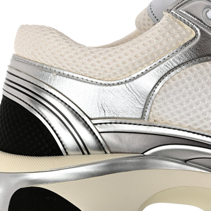 Chanel Fabric Laminated Calfskin Stretch CC Sneakers 38 White Silver 10 of 11