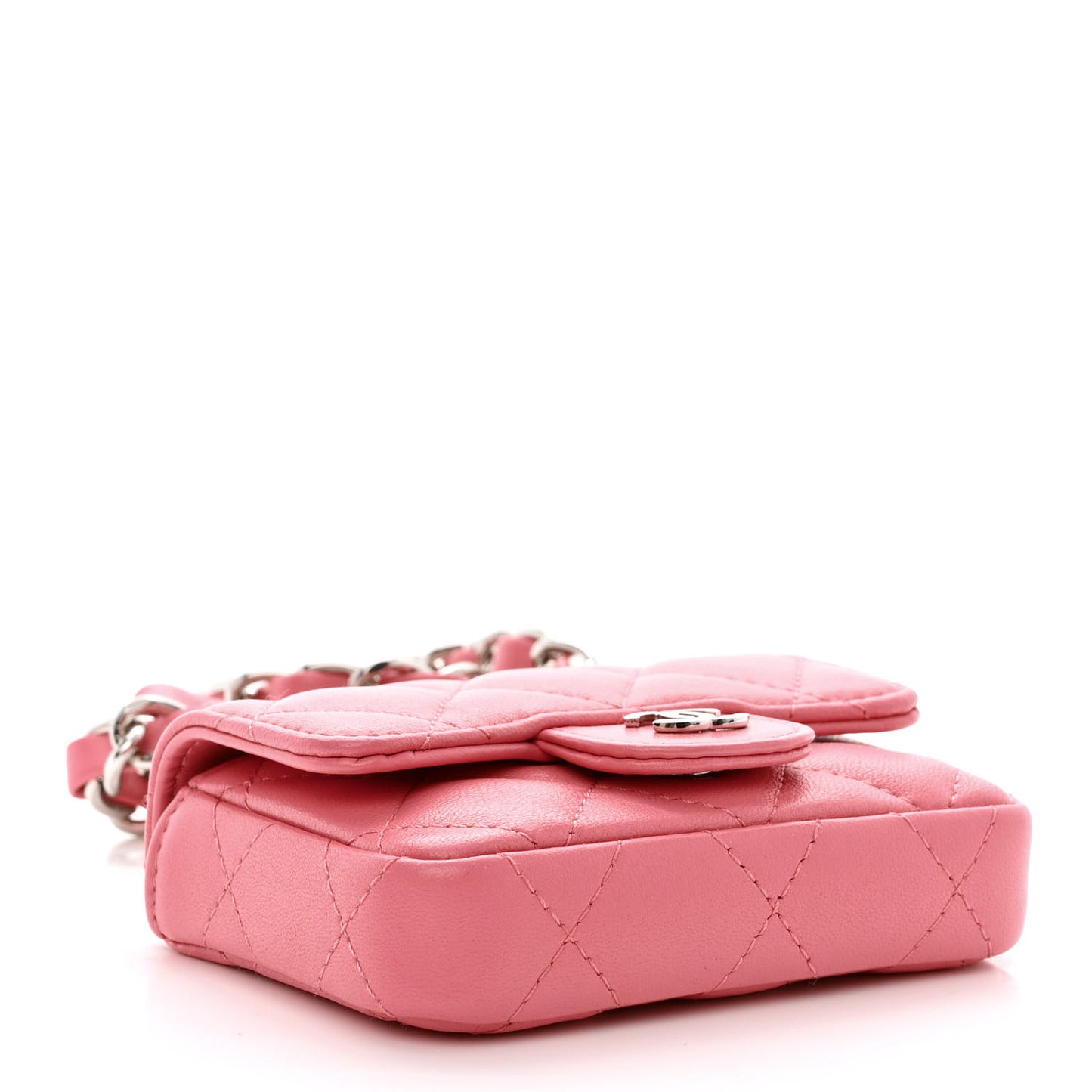 Lambskin Quilted Mini Chain Belt Bag Pink
