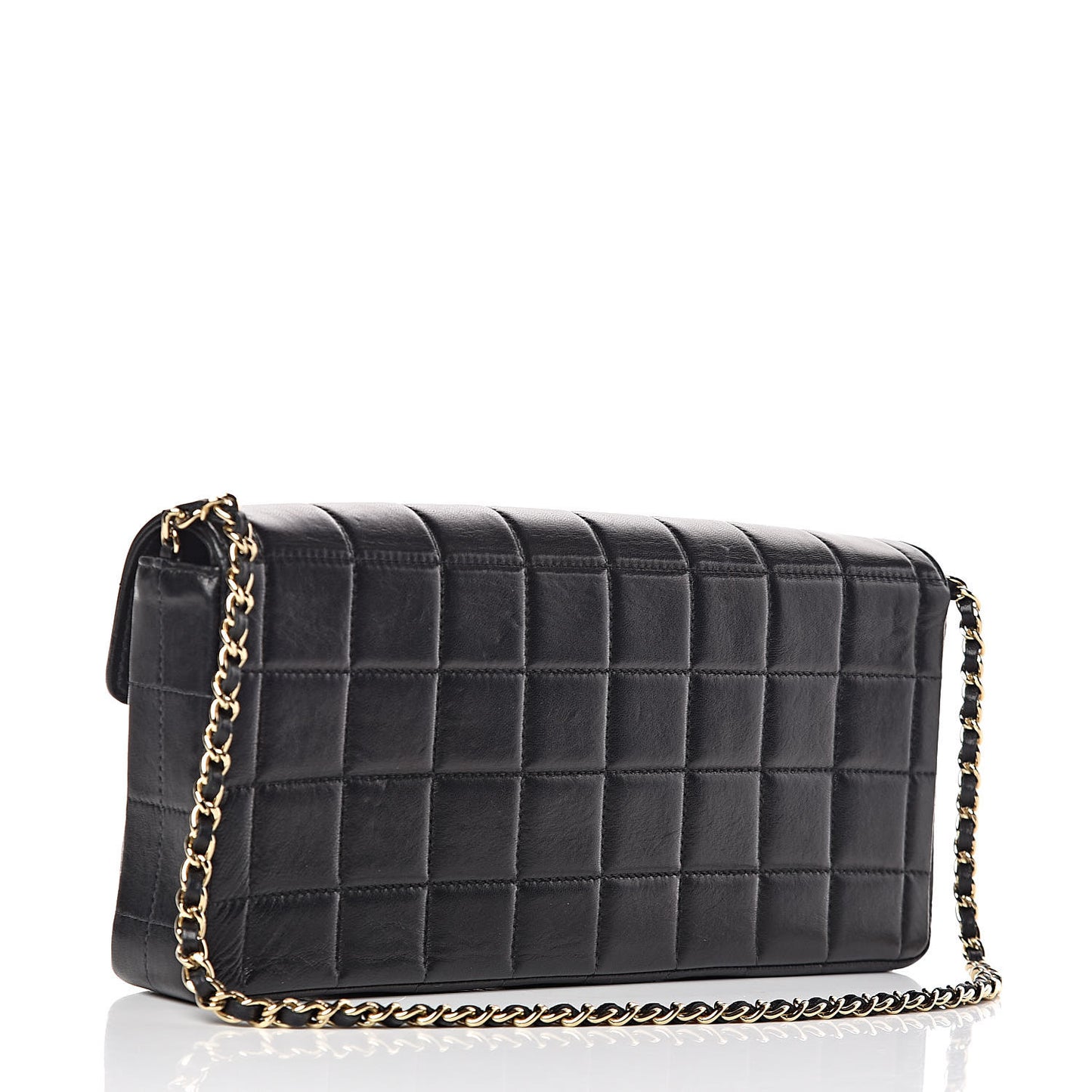 Lambskin East West Chocolate Bar Flap Black