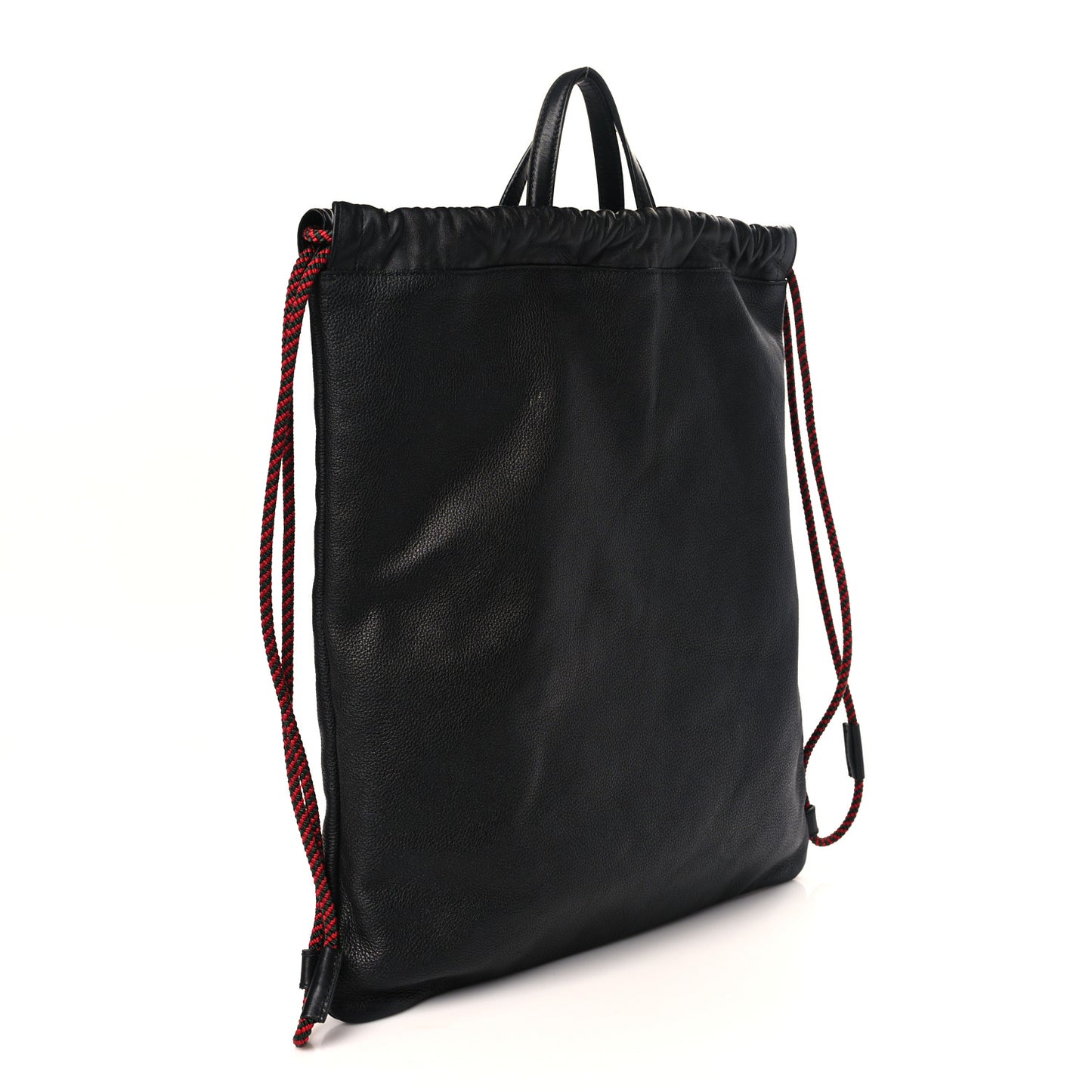 Calfskin Logo Drawstring Backpack Black