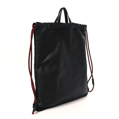 Gucci Calfskin Logo Drawstring Backpack Black 3 of 9
