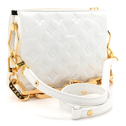 Louis Vuitton Lambskin Embossed Monogram Coussin BB White 5 of 23