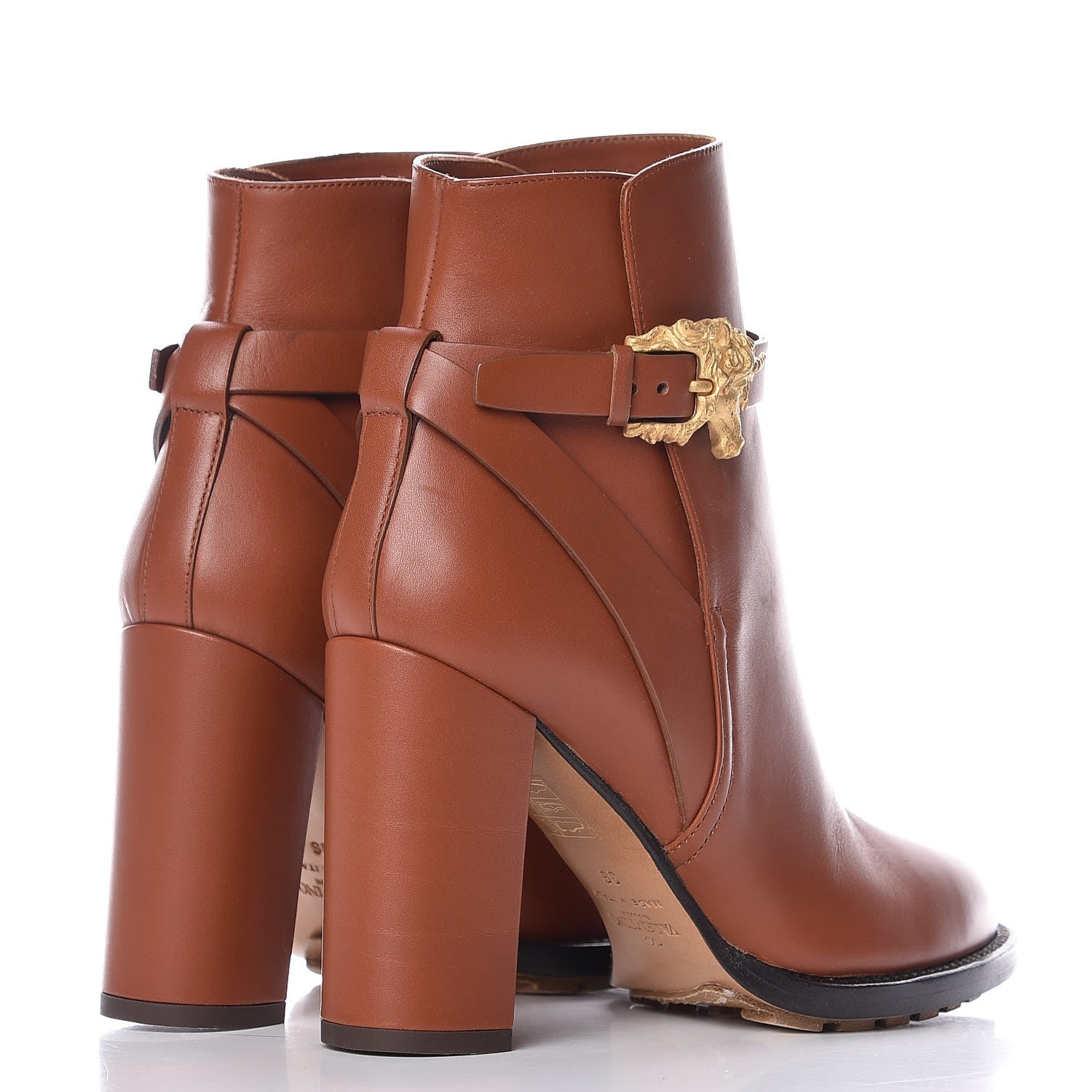 Valentino Garavani Calfskin Unicorn Buckle Ankle Booties 36 Cognac 4 of 8