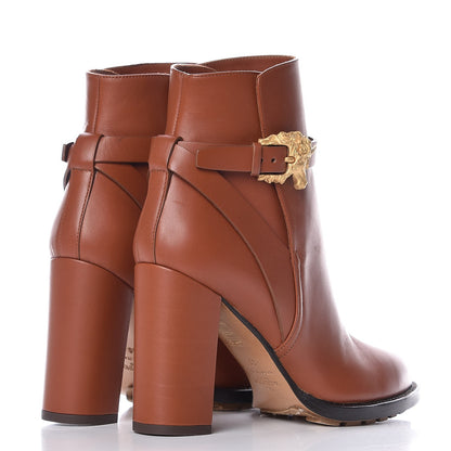 Valentino Garavani Calfskin Unicorn Buckle Ankle Booties 36 Cognac 4 of 8