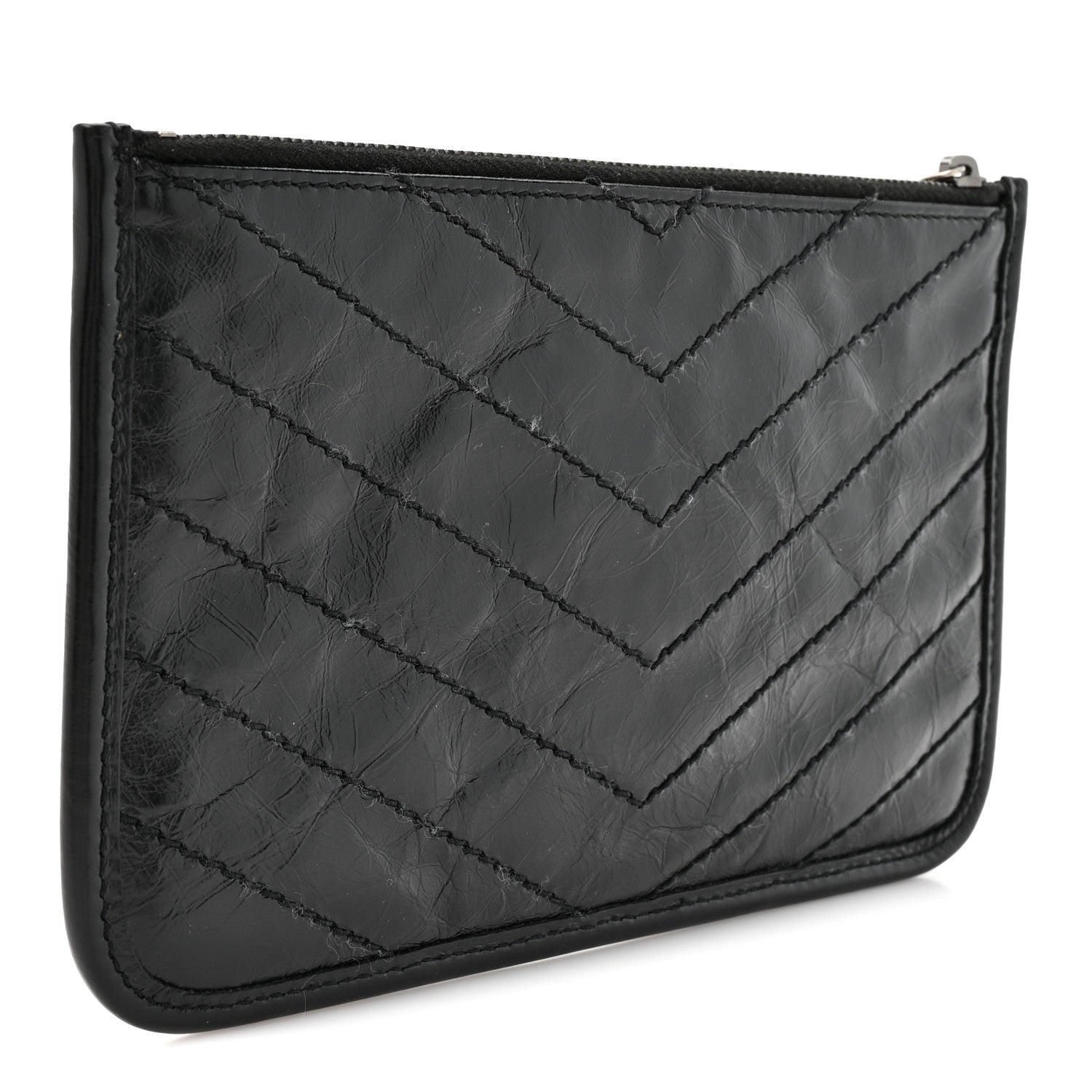 Saint Laurent Crinkled Calfskin Matelasse Monogram Niki Bill Pouch Black 3 of 7