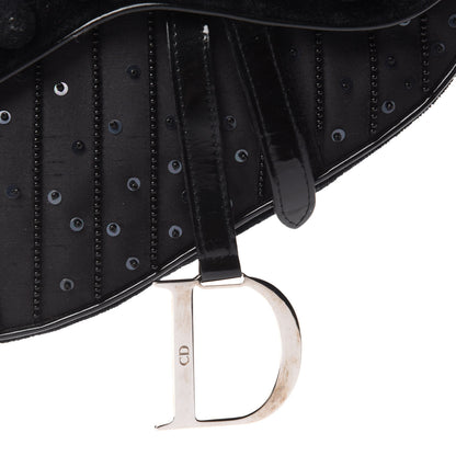Christian Dior Velvet Nylon Pom Pom Saddle Bag Black 9 of 9