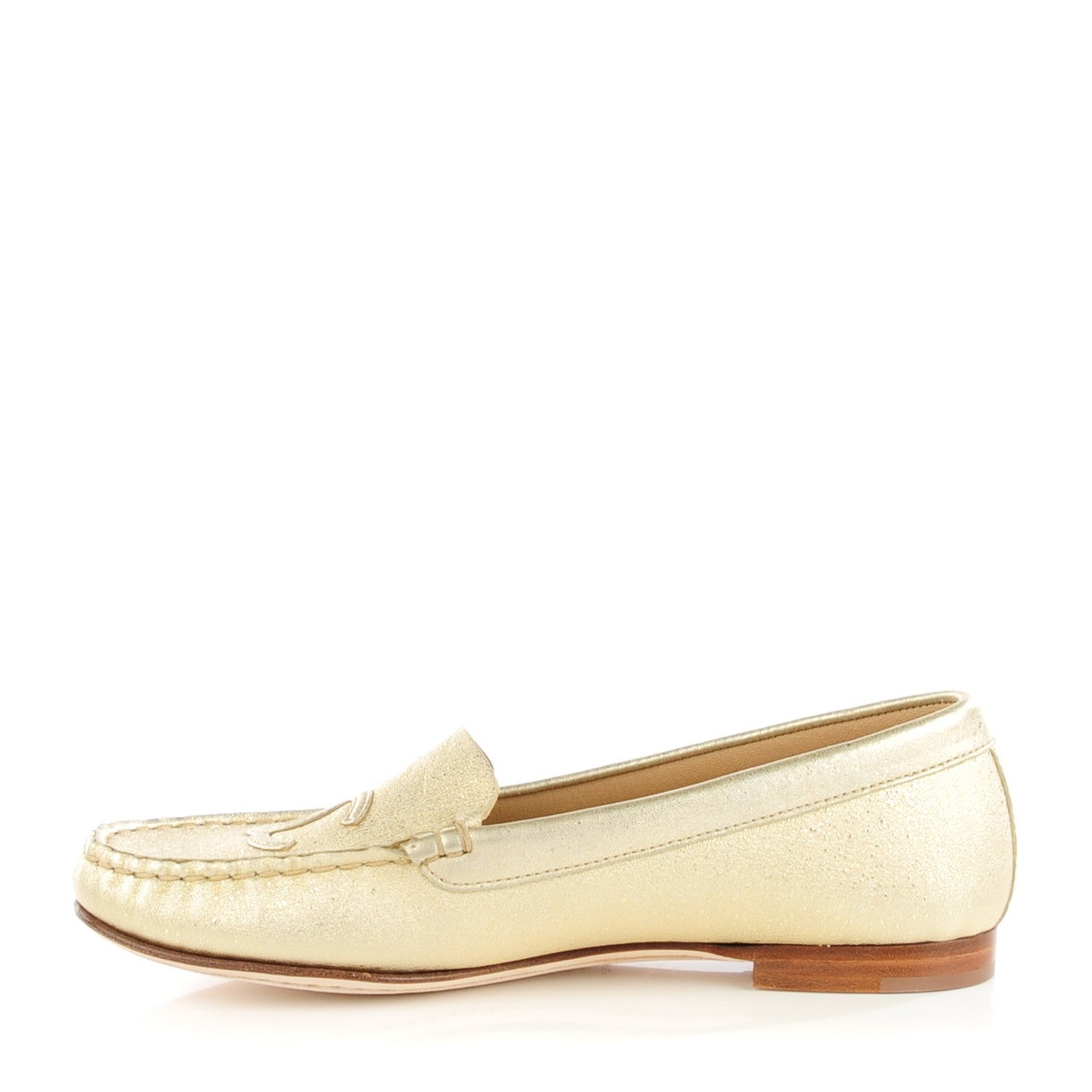 Chanel Metallic Calfskin CC Loafers 35 Gold 1 of 10