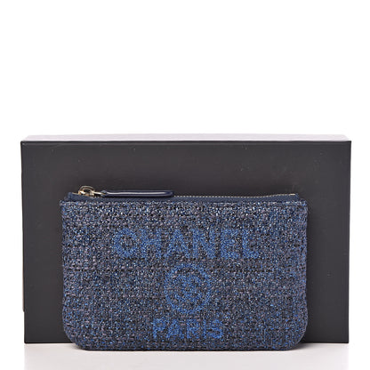 Chanel Woven Straw Raffia Deauville Cosmetic Pouch Blue 8 of 8