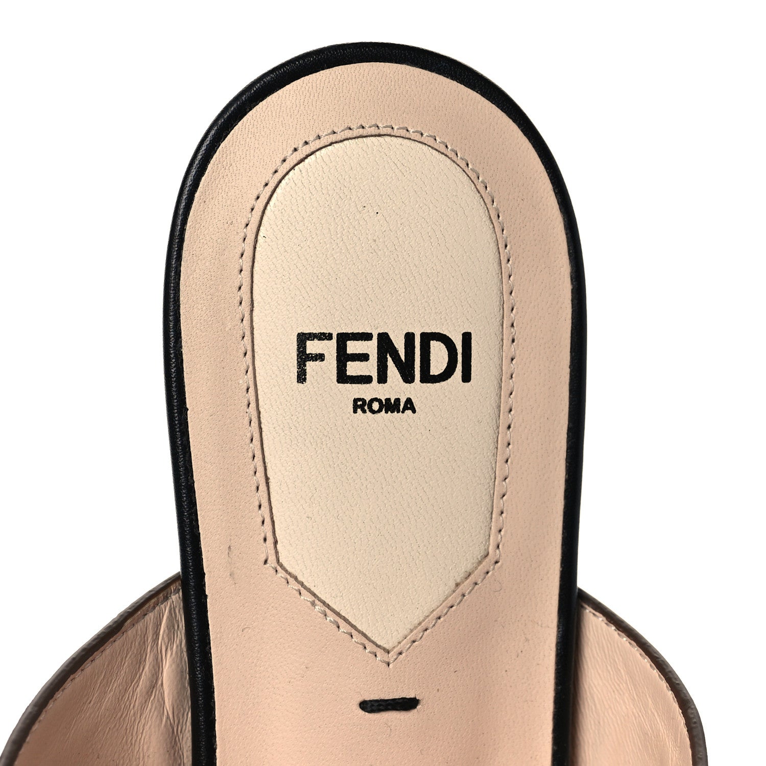 Fendi Vitello FF Embossed Buckle Flat Mules 35.5 Maya Black 8 of 8