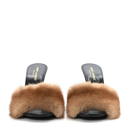 Saint Laurent Mink Calfskin Roy Mule Sandals 39 Tan 2 of 8