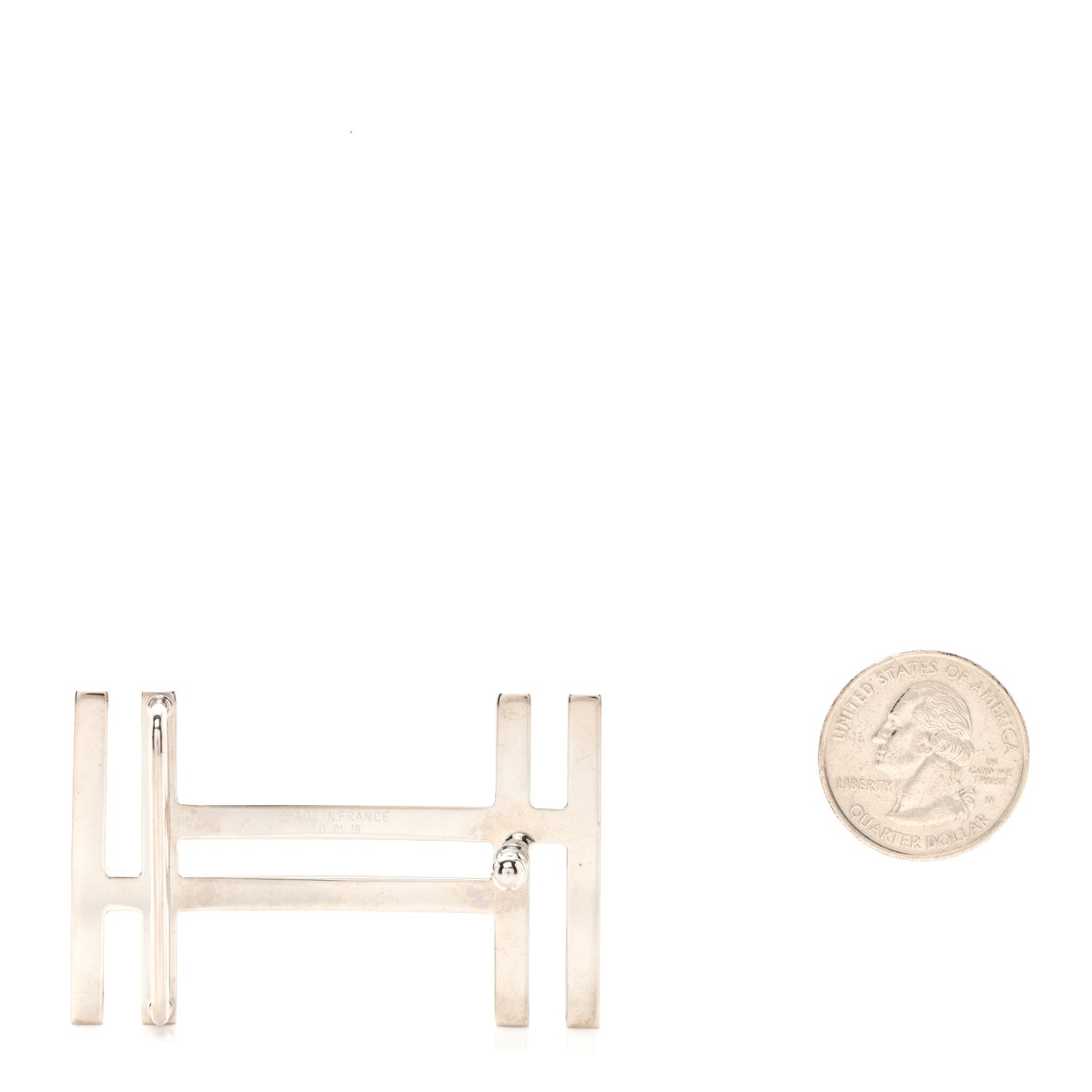 Hermes Palladium Au Carre 32mm Double H Belt Buckle 2 of 3