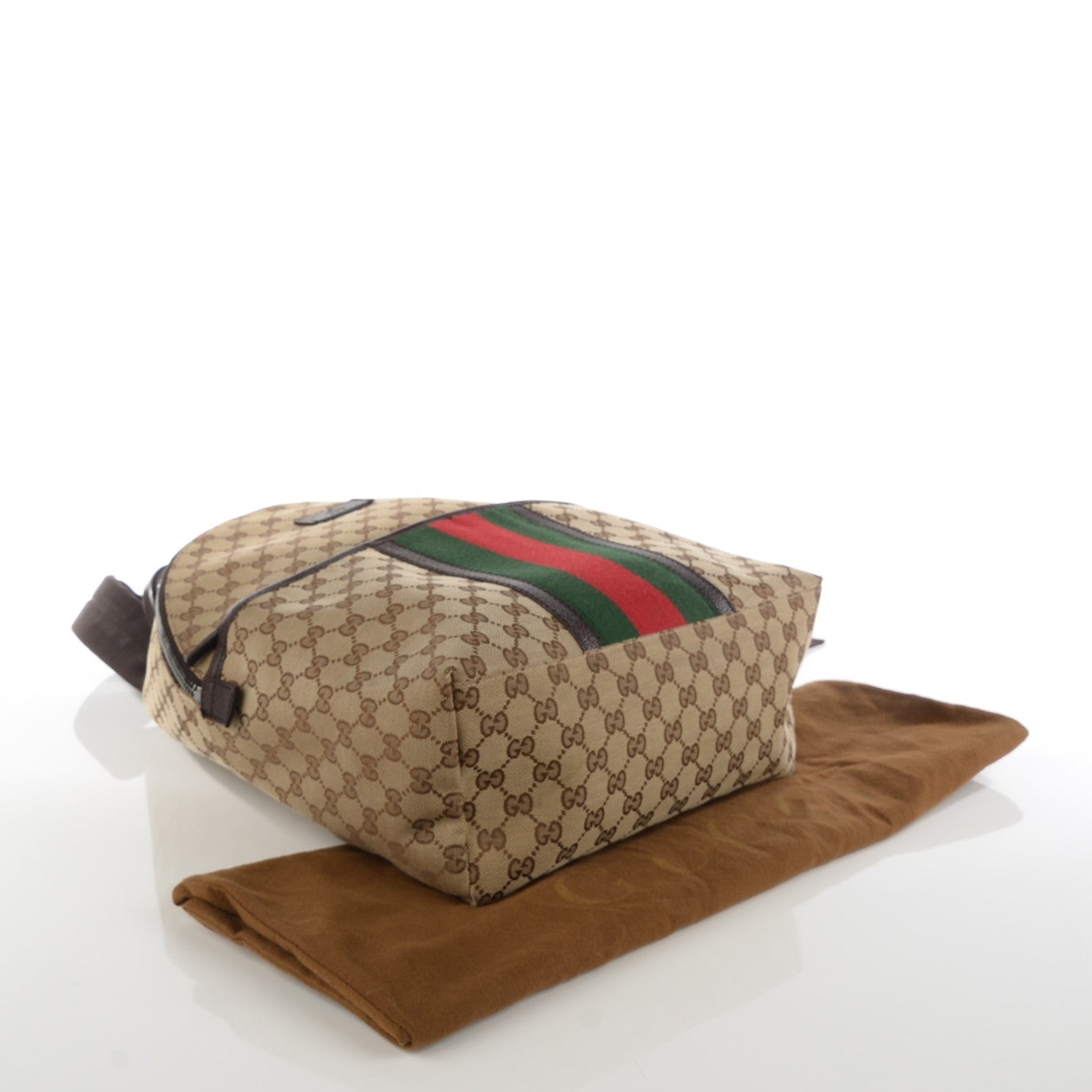 Gucci GG Monogram Web Medium Classic Backpack Brown 4 of 7