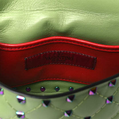 Valentino Garavani Lambskin Oil Slick Rockstud Spike Shoulder Bag Green 6 of 9