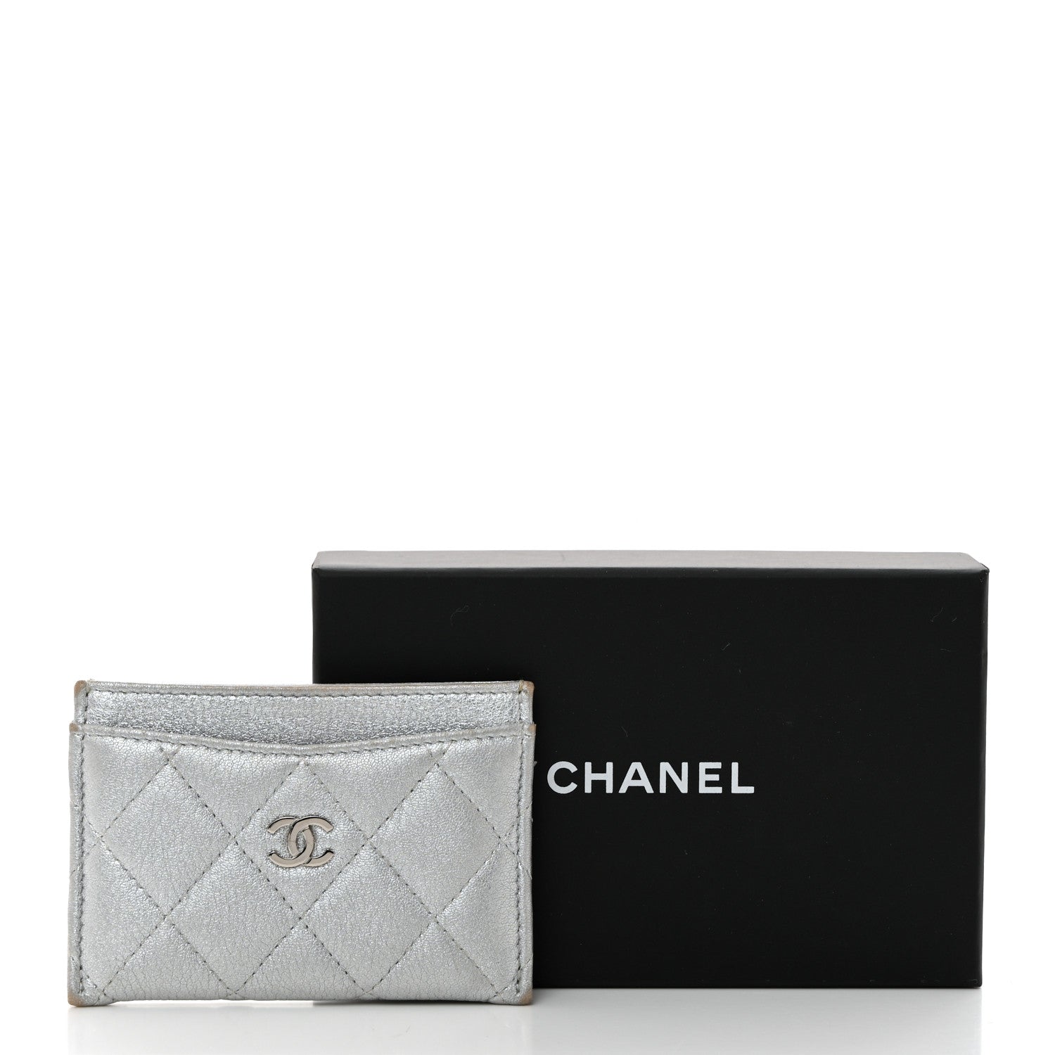 Chanel Metallic Lambskin Quilted Card Holder Silver 13 of 13