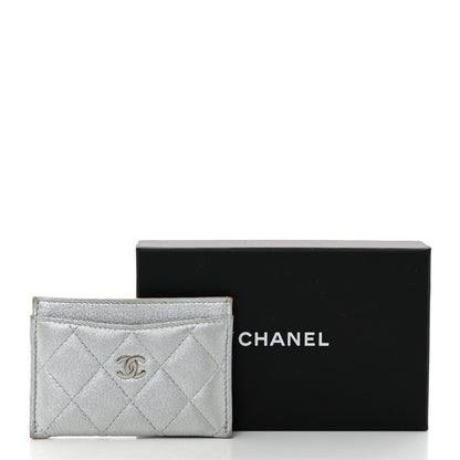 Chanel Metallic Lambskin Quilted Card Holder Silver 13 of 13