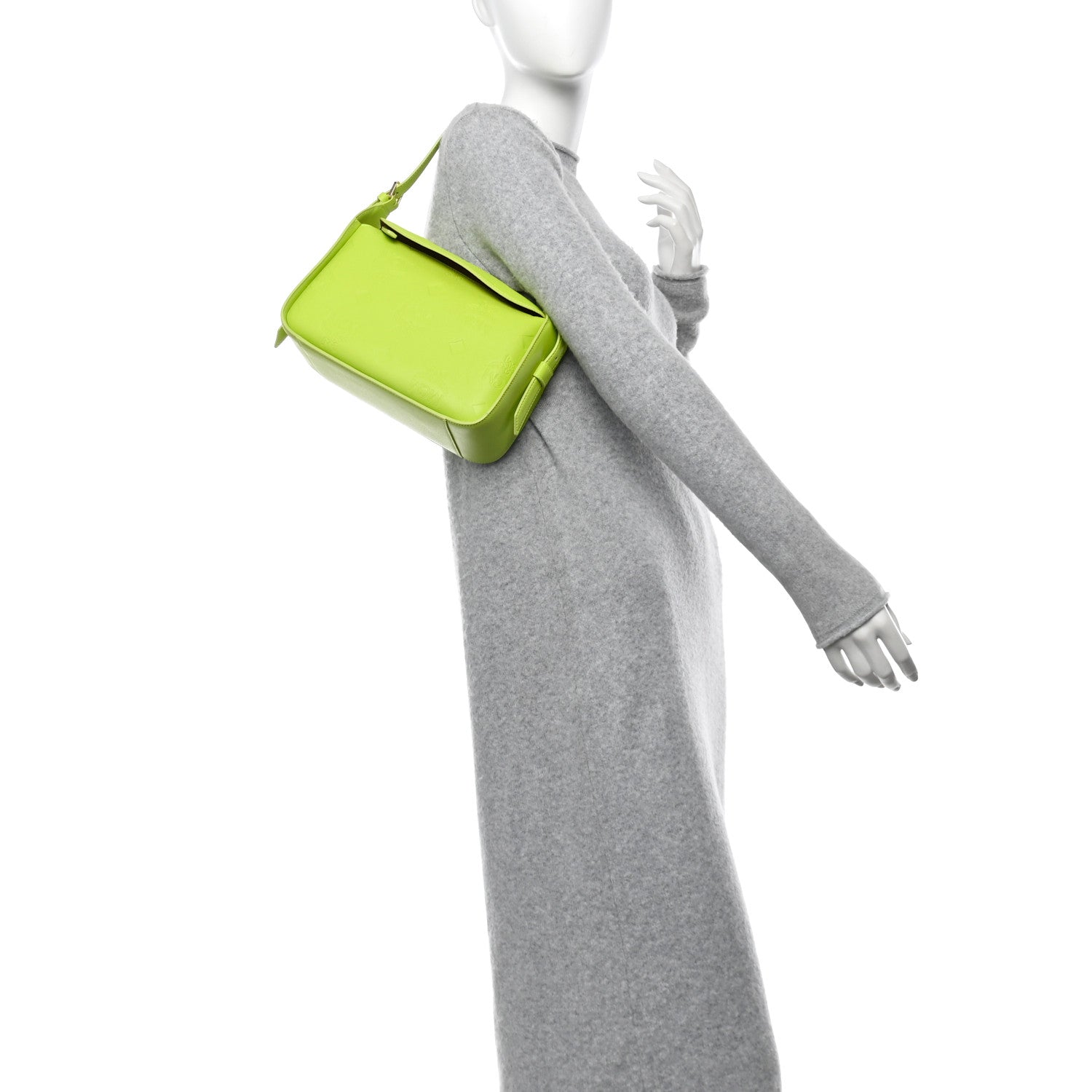 MCM Calfskin Ottomar Small Aren Flap Hobo Acid Green 2 of 9