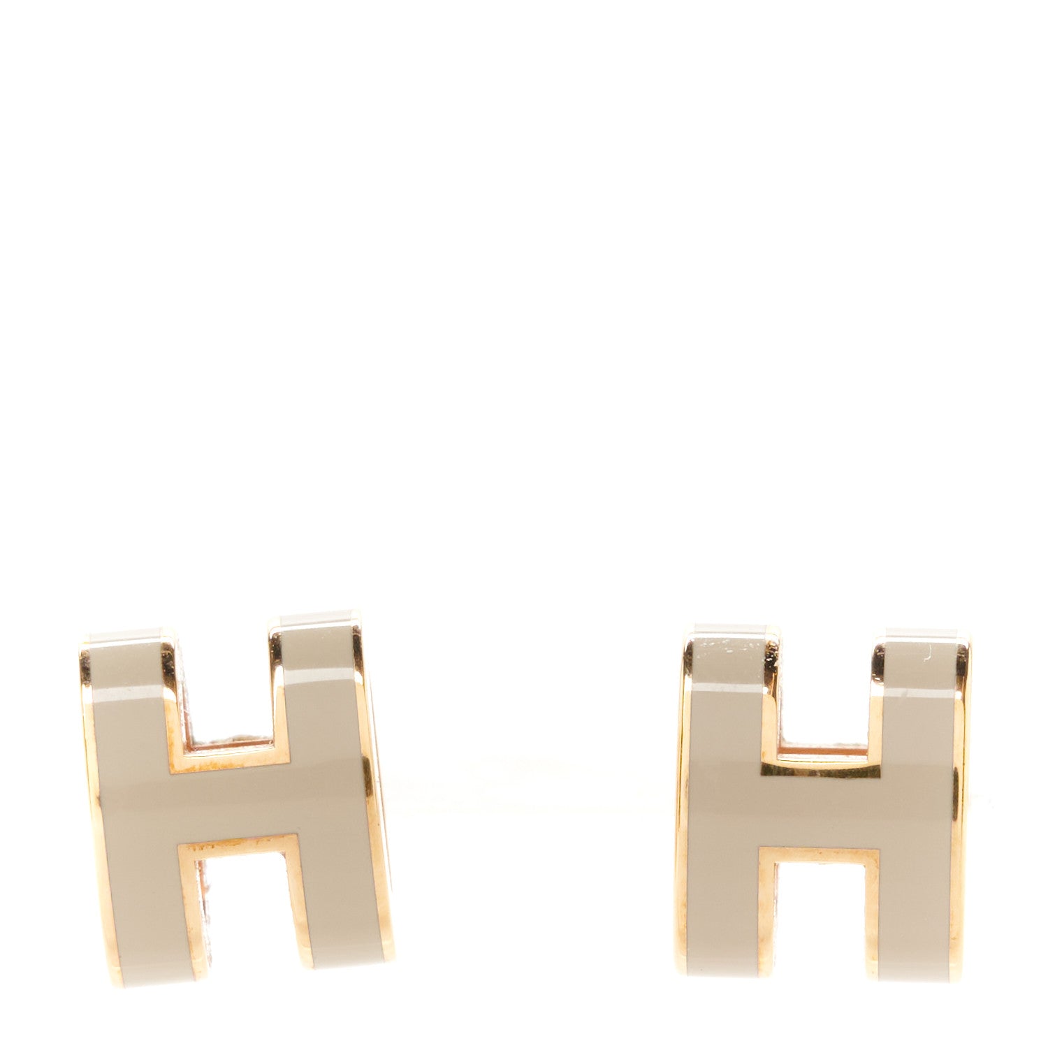 Hermes Rose Gold Lacquered Mini Pop H Earrings Marron Glace 1 of 5