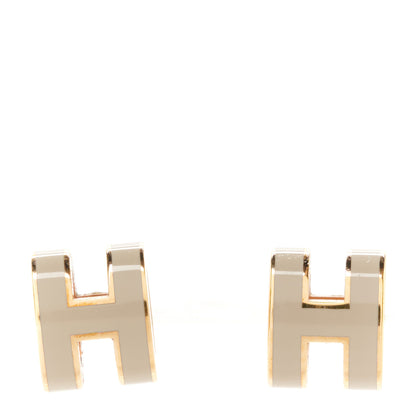 Hermes Rose Gold Lacquered Mini Pop H Earrings Marron Glace 1 of 5