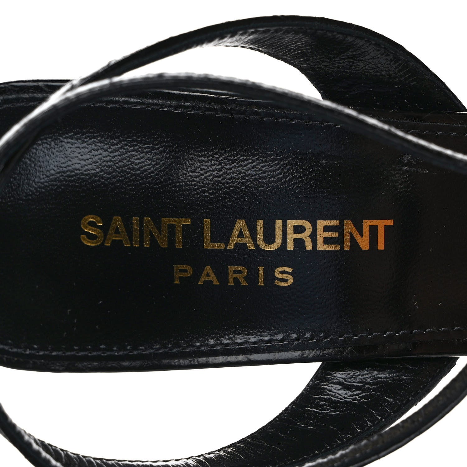 Saint Laurent Ayers Snakeskin Embossed Crystal Giqua 115 Sandals 37.5 Black 7 of 7