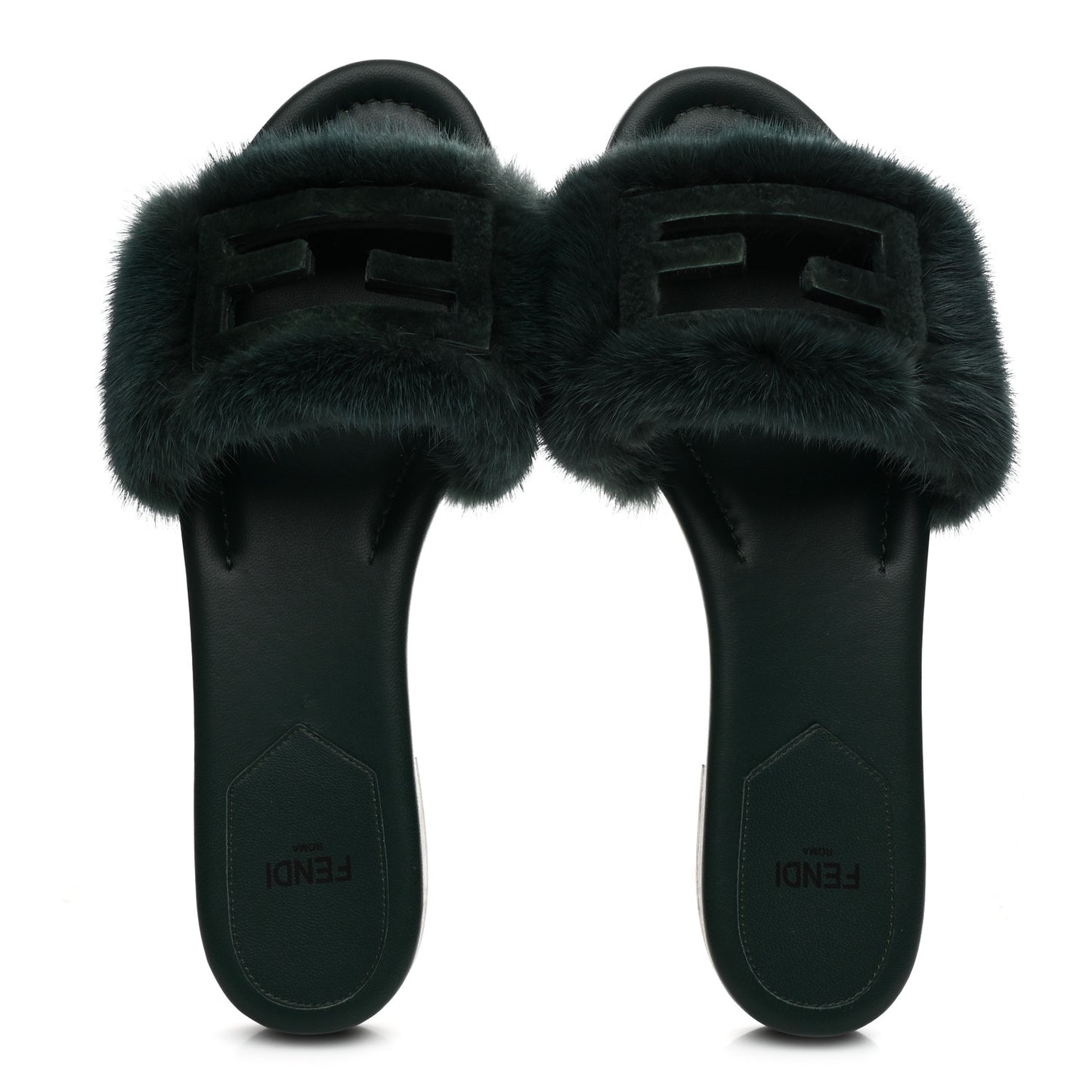 Mink FF Baguette Slide Sandals 38 Salvia