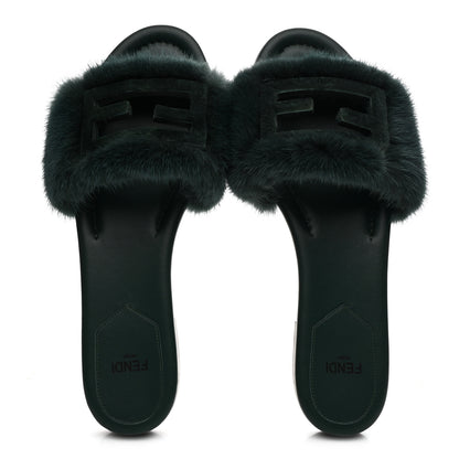 Fendi Mink FF Baguette Slide Sandals 38 Salvia 2 of 9
