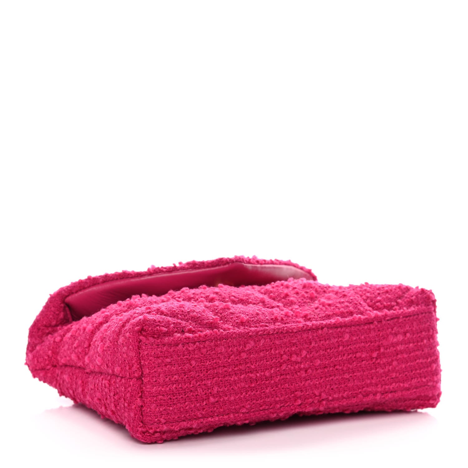 Saint Laurent Boucle Tweed Quilted Loulou Puffer Monogram Pouch Clutch Magenta 3 of 12