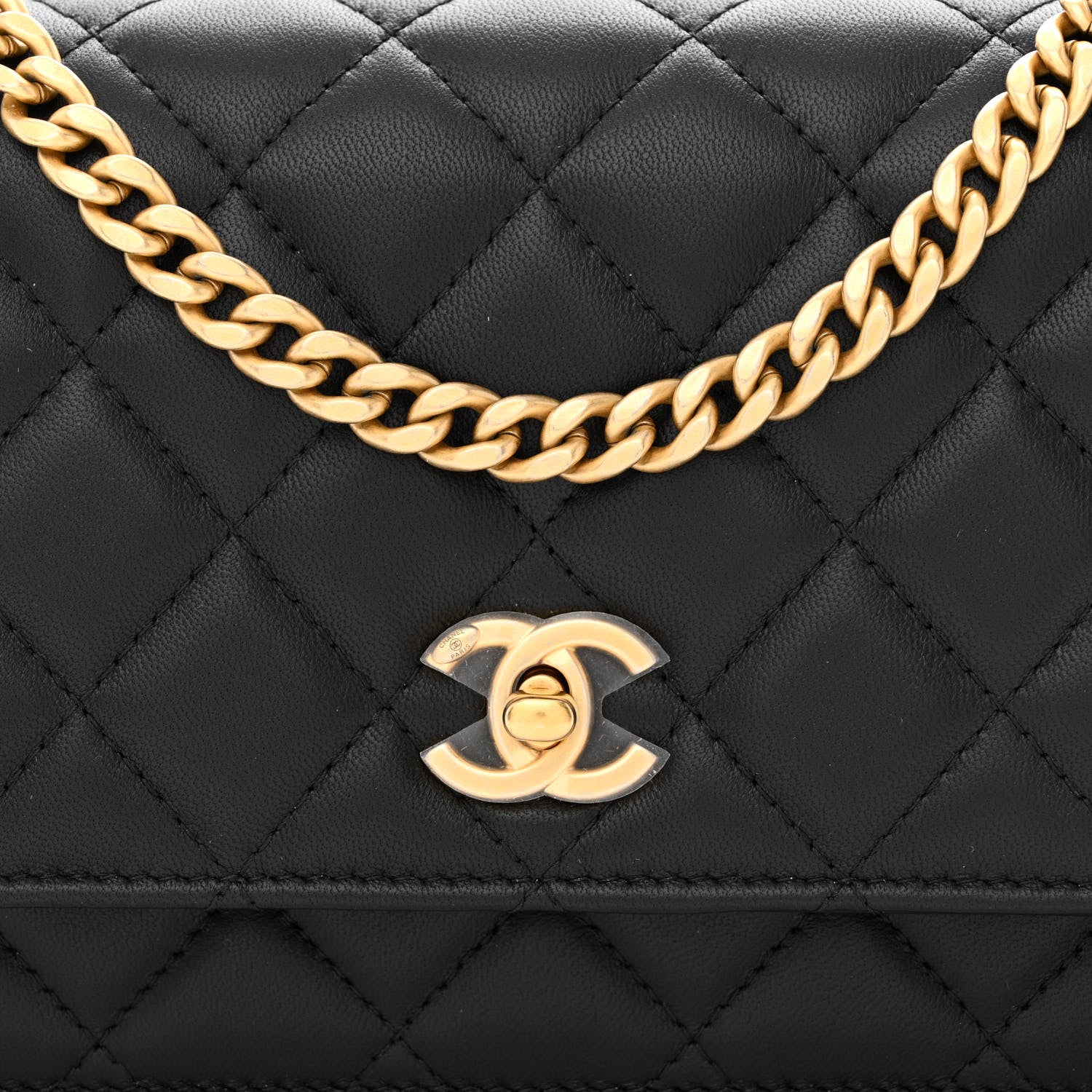 Chanel Lambskin Quilted Sweet Camellia Wallet on Chain WOC Black 8 of 11