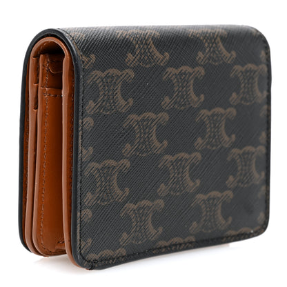 Celine Canvas Triomphe Compact Wallet Tan 3 of 7
