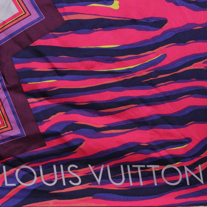 Louis Vuitton Silk Leopard Giraffe Pompons Square Scarf 4 of 6