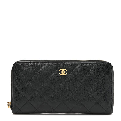Chanel Caviar Quilted Large Gusset Zip Around Wallet Black 1 of 14