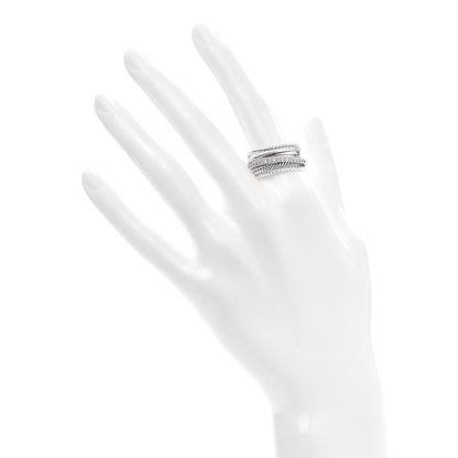 David Yurman Sterling Silver 14K White Gold Diamond 11mm Wide Crossover Cable Ring 58 8.5 2 of 4