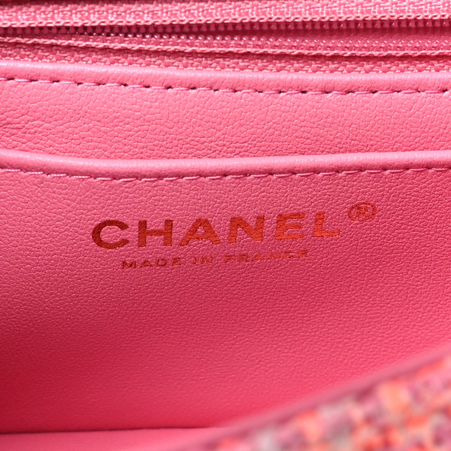 Chanel Tweed Quilted Mini Rectangular Flap Pink Orange White 6 of 12