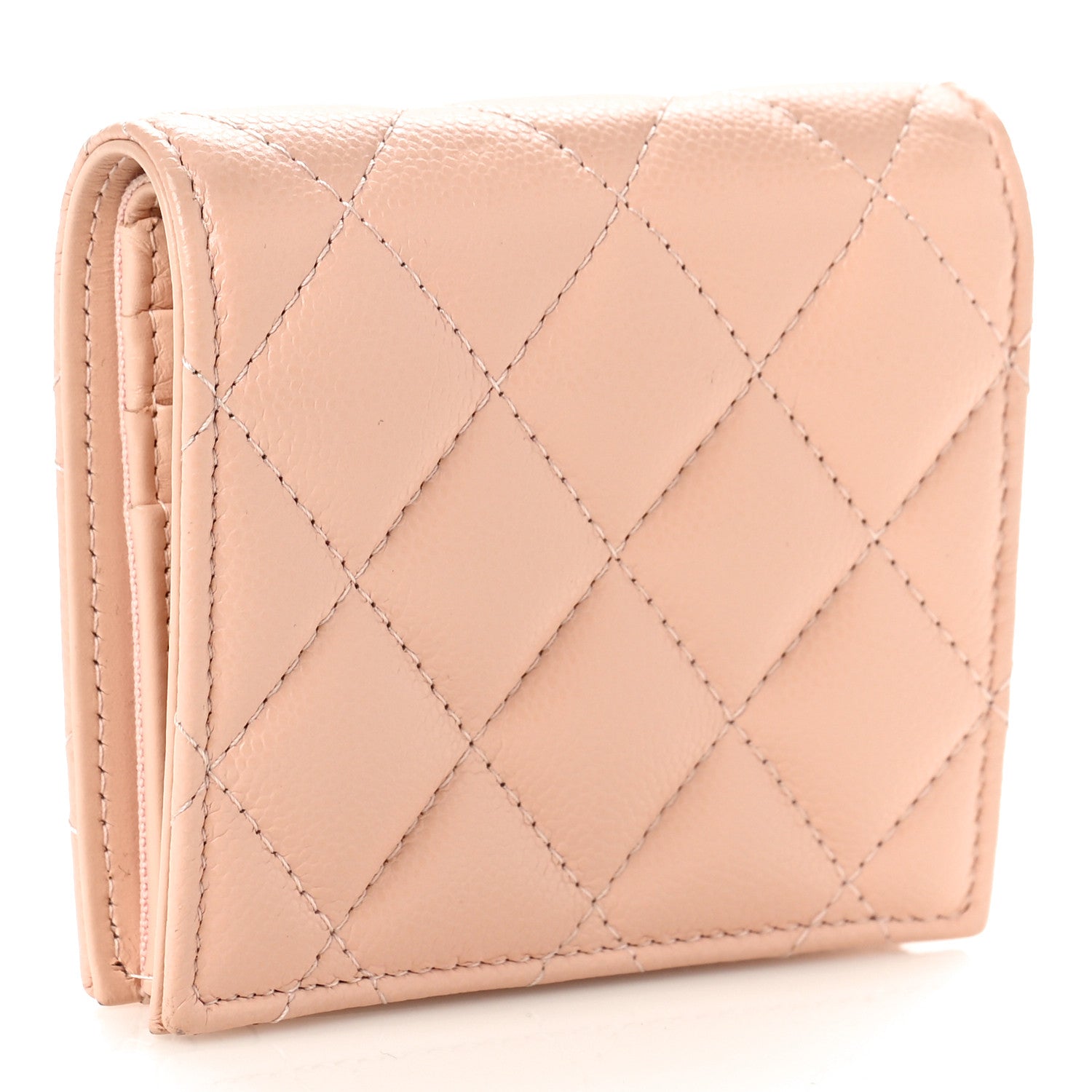 Chanel Caviar Quilted Compact Bifold Wallet Pink 3 of 9