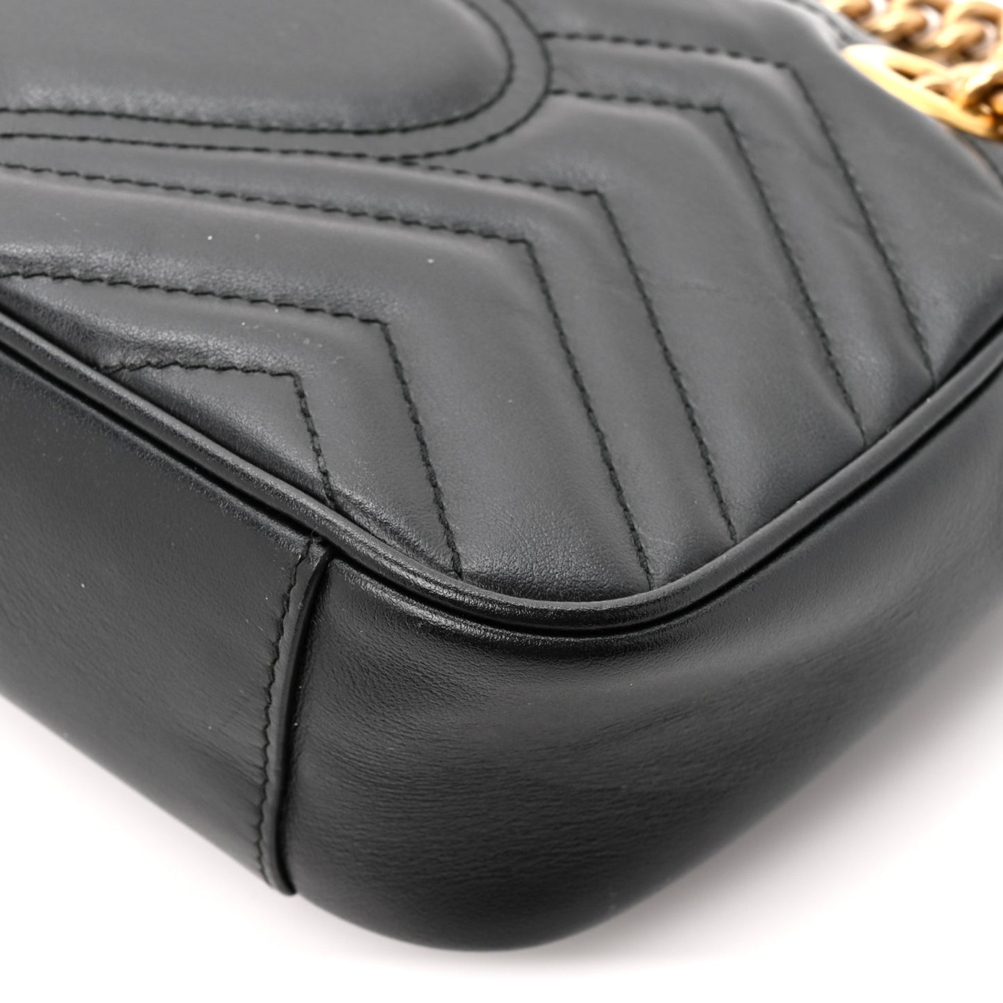 Calfskin Matelasse Mini GG Marmont Shoulder Bag Black