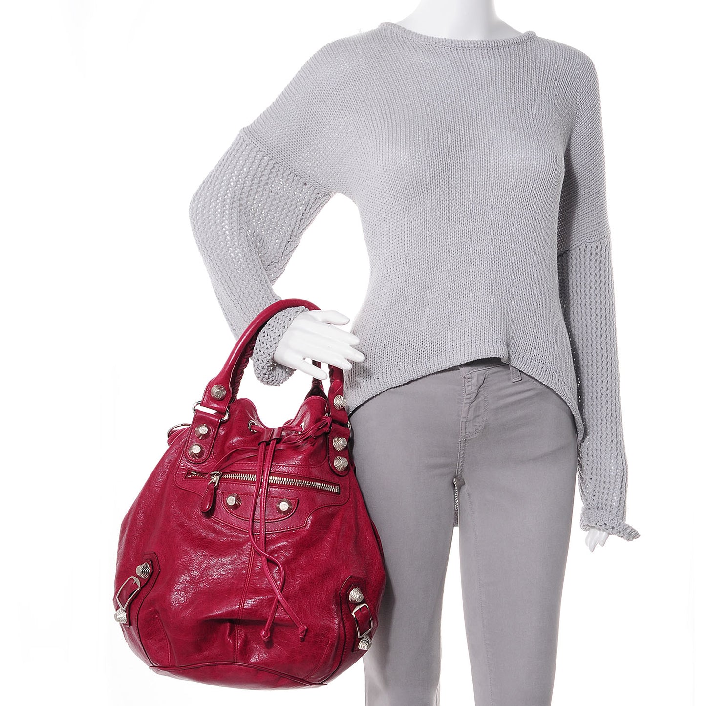 Agneau Giant 21 Silver Hardware Pompon Pourpre