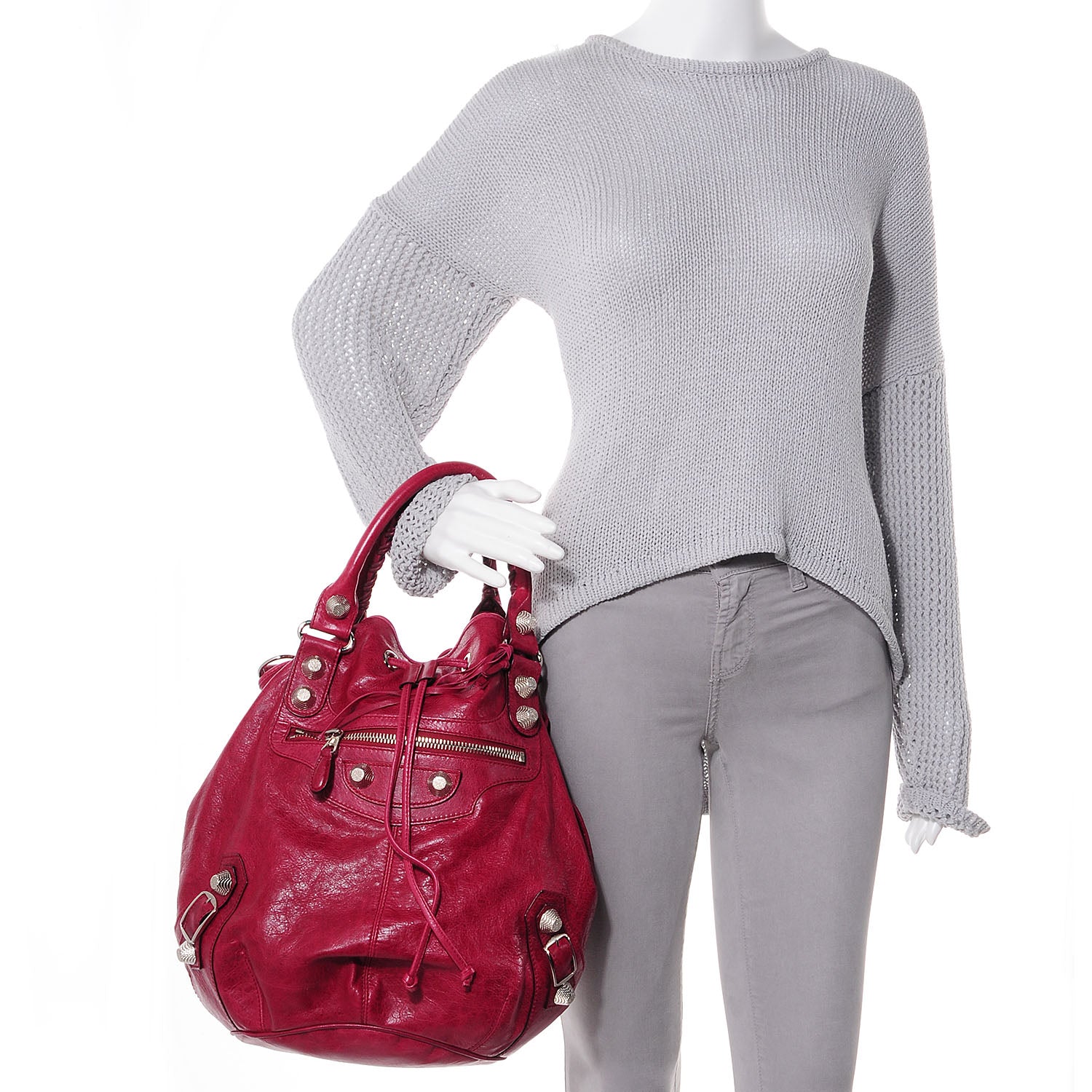 Balenciaga Agneau Giant 21 Silver Hardware Pompon Pourpre 2 of 7