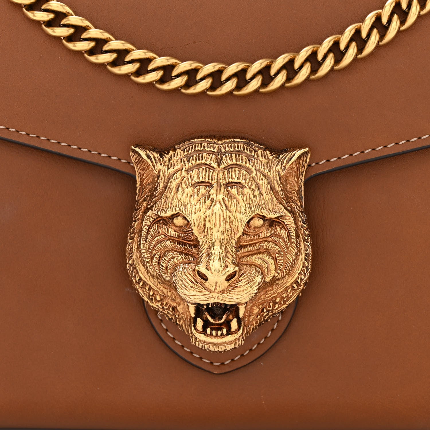 Gucci Calfskin Animalier Chain Wallet Brown 9 of 11