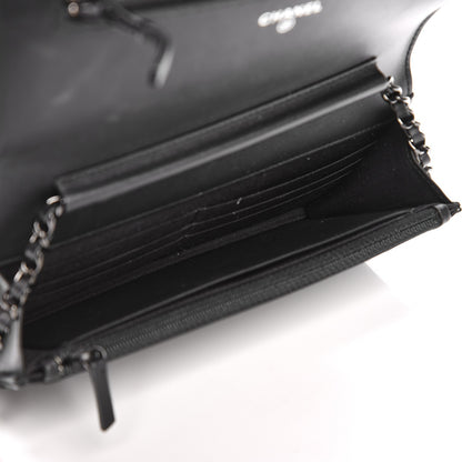 Chanel Calfskin Painted Chevron Embossed Boy Wallet On Chain WOC Black 5 of 11