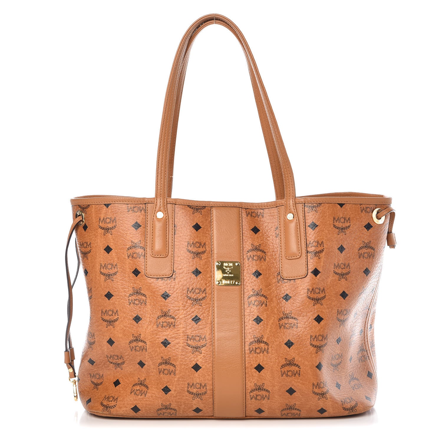 MCM Visetos Medium Liz Reversible Shopper Tote Cognac 1 of 14