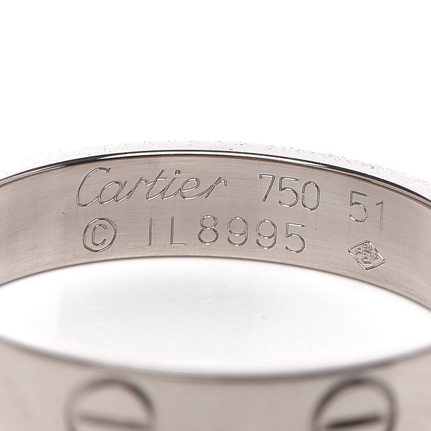 18K White Gold 3.5mm LOVE Wedding Band Ring 51 5.75