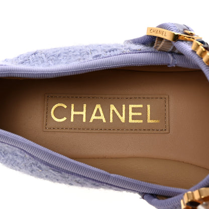 Chanel Wool Tweed Patent Mary Jane Flats 37.5 Lilac 8 of 9