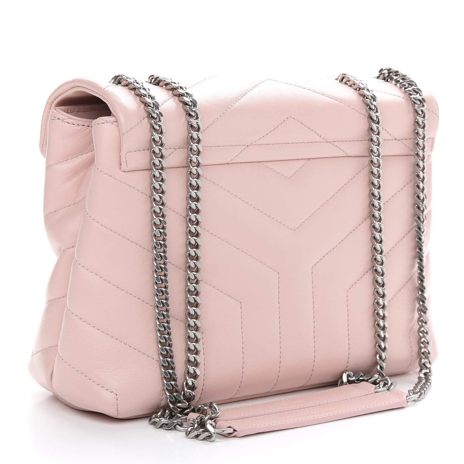 Saint Laurent Calfskin Y Quilted Monogram Small Loulou Chain Satchel Rose Antic 3 of 13