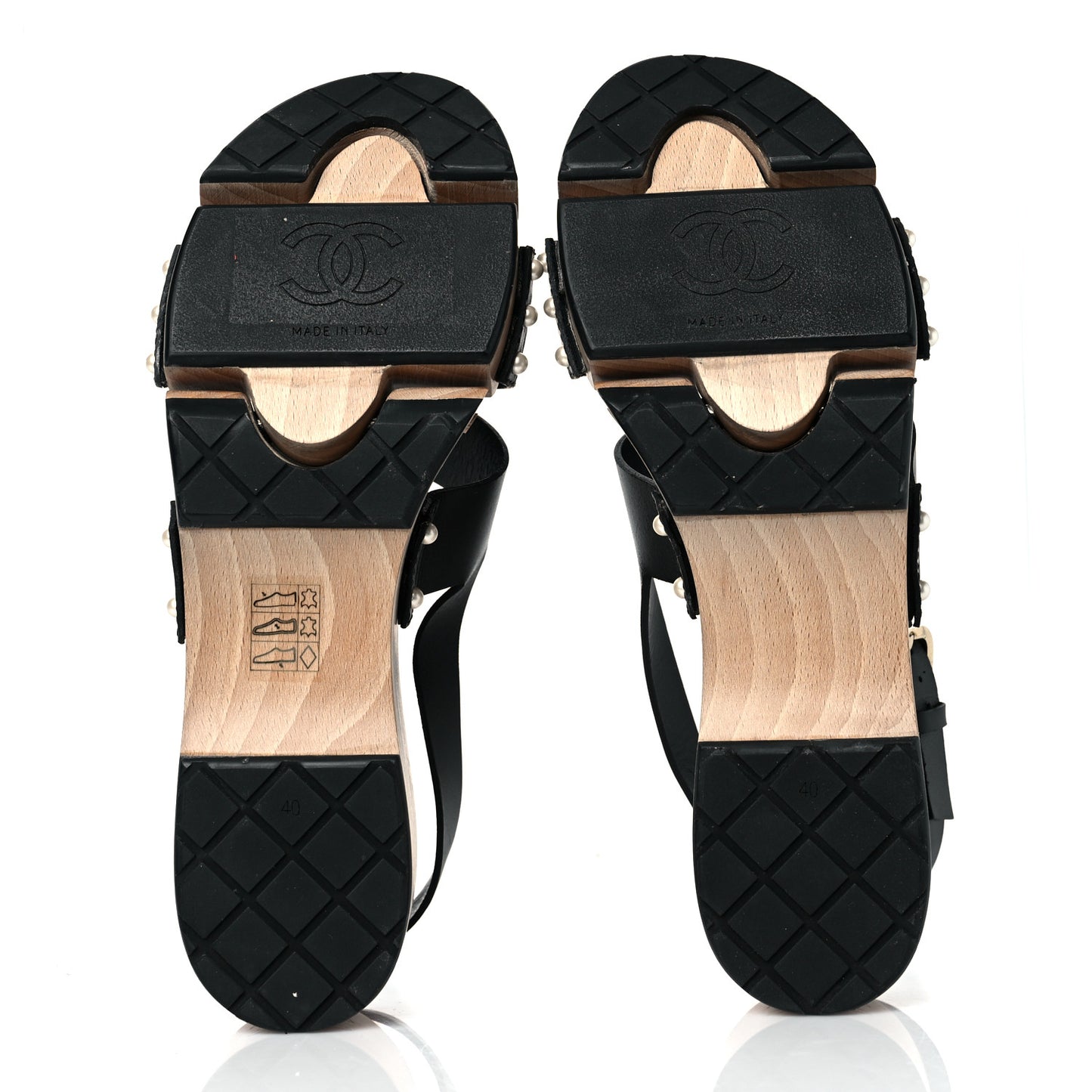 Calfskin CC Sandal Clogs 40 Black
