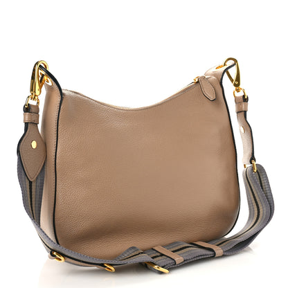 Prada Vitello Phenix Zippered Messenger Hobo Cammeo 3 of 8