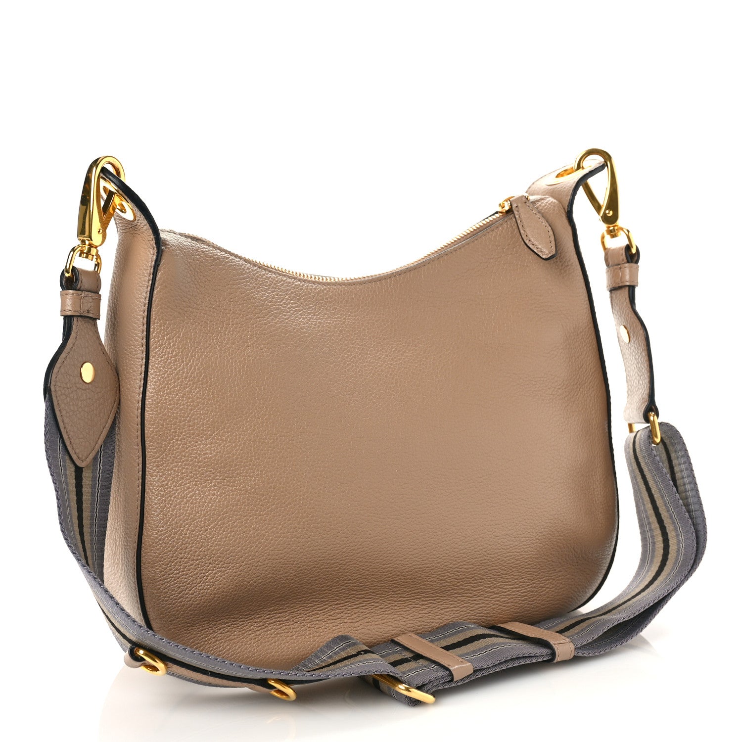 Prada Vitello Phenix Zippered Messenger Hobo Cammeo 3 of 8